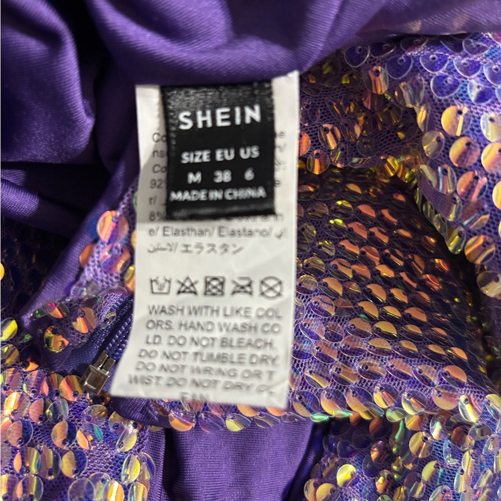 SHEIN Purple Sequin Glam Dress Medium - Picture 3 of 3